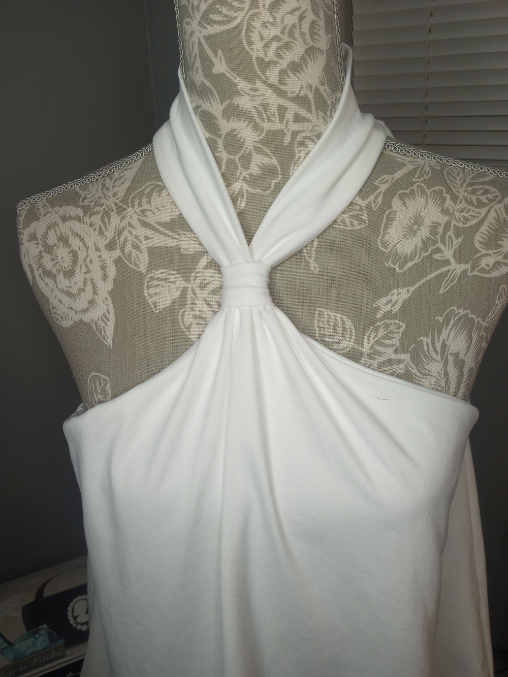 White Halter Knot Front Women's Dress